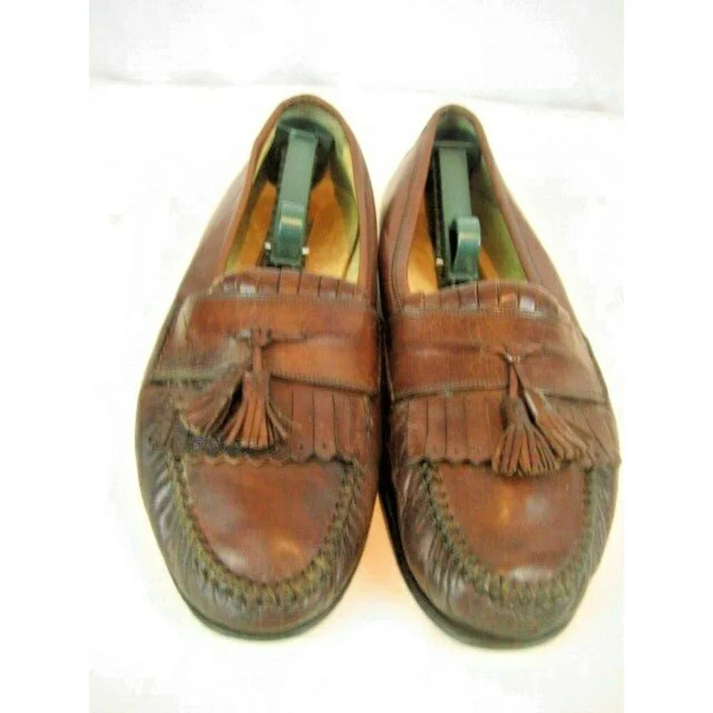 Mens Johnston&Murphy (Italy) Brown Leather Tassle Kiltie Casual Loafers sz 11.5D
